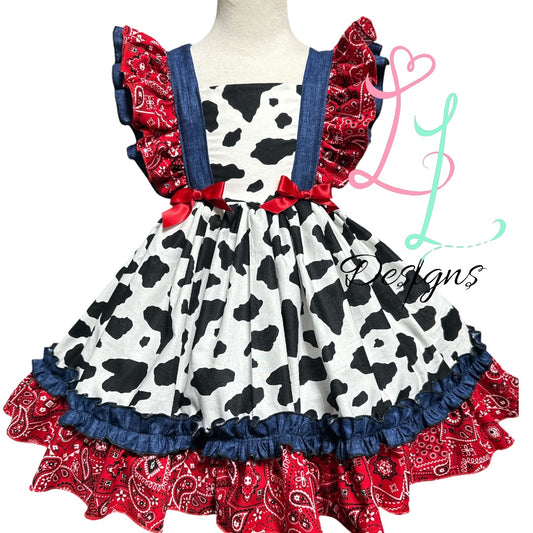 Cow Print Rustic Cowgirl Dress