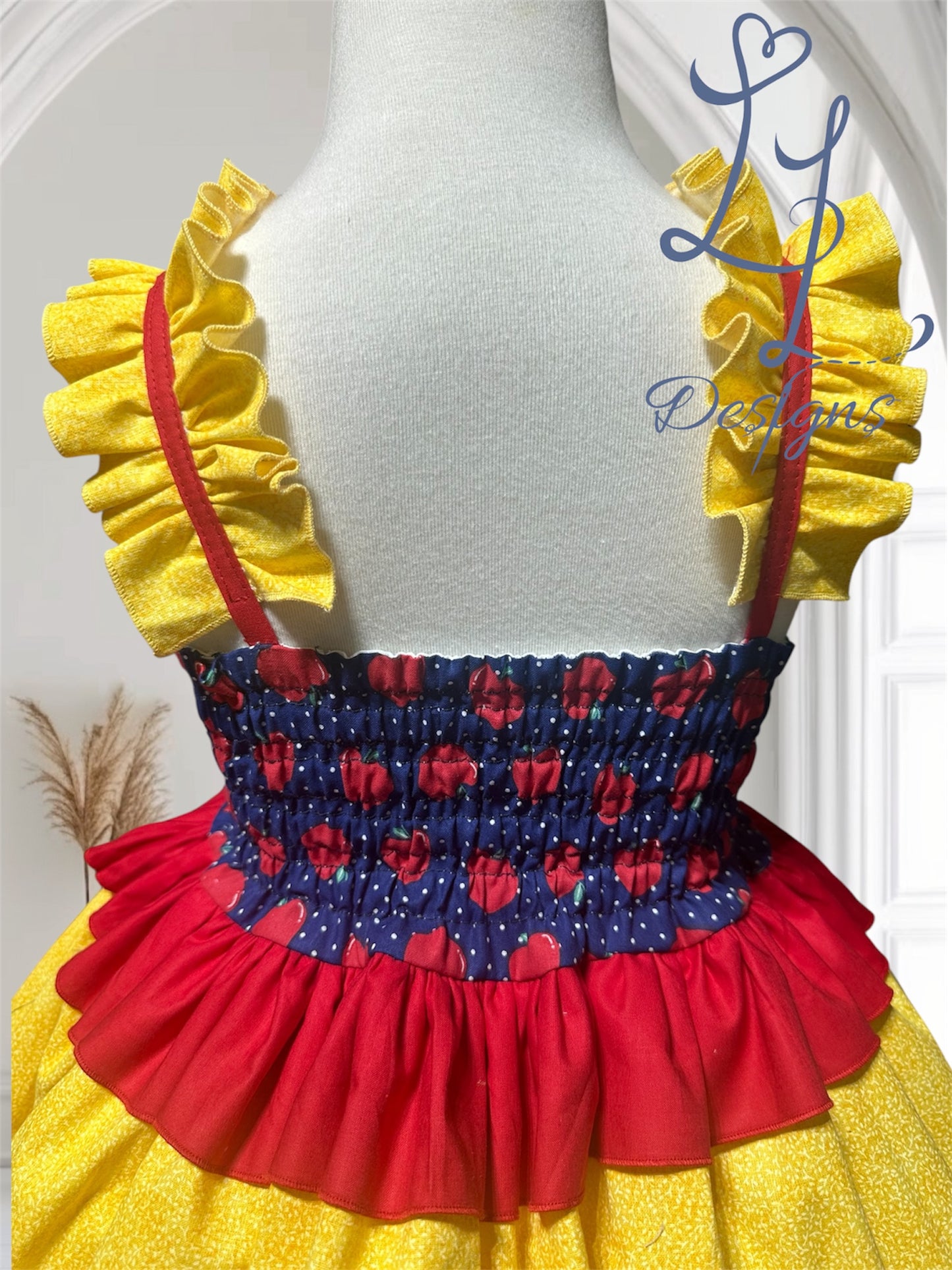 Fairytale Apple Princess Dress | Storybook Blue, Red & Yellow Ruffle Dress | Birthday Outfit Classic Princess colors