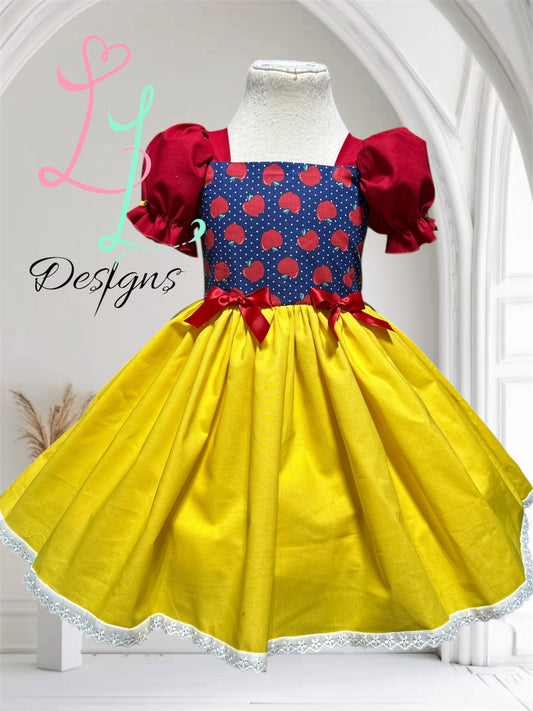 Fairytale Apple Princess Dress | Storybook Blue, Red & Yellow Dress | Birthday Outfit Classic Princess colors