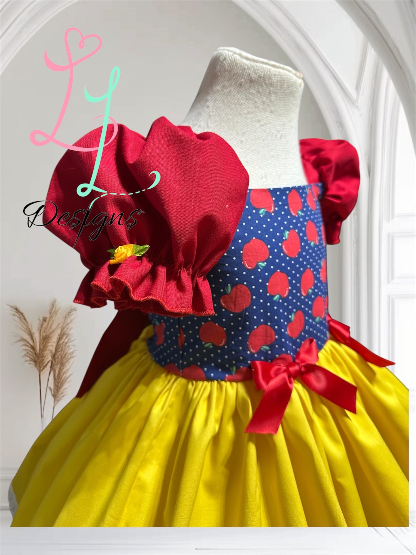 Fairytale Apple Princess Dress | Storybook Blue, Red & Yellow Dress | Birthday Outfit Classic Princess colors