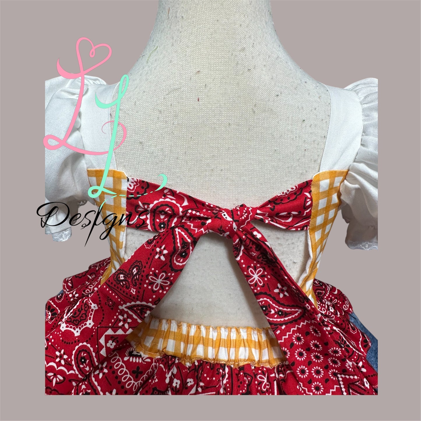 Western Cowgirl Boutique Dress – Yellow Bodice & Cow Print Skirt