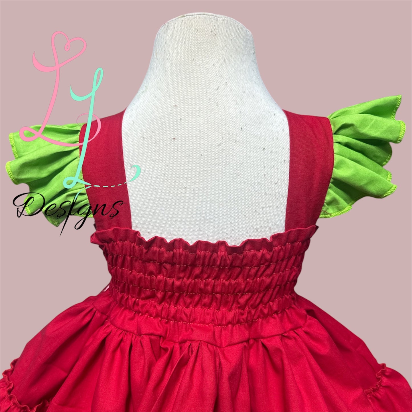 Girls Watermelon Summer Dress – Ruffle Skirt Fruit Outfit – Pink Bow Watermelon Dress