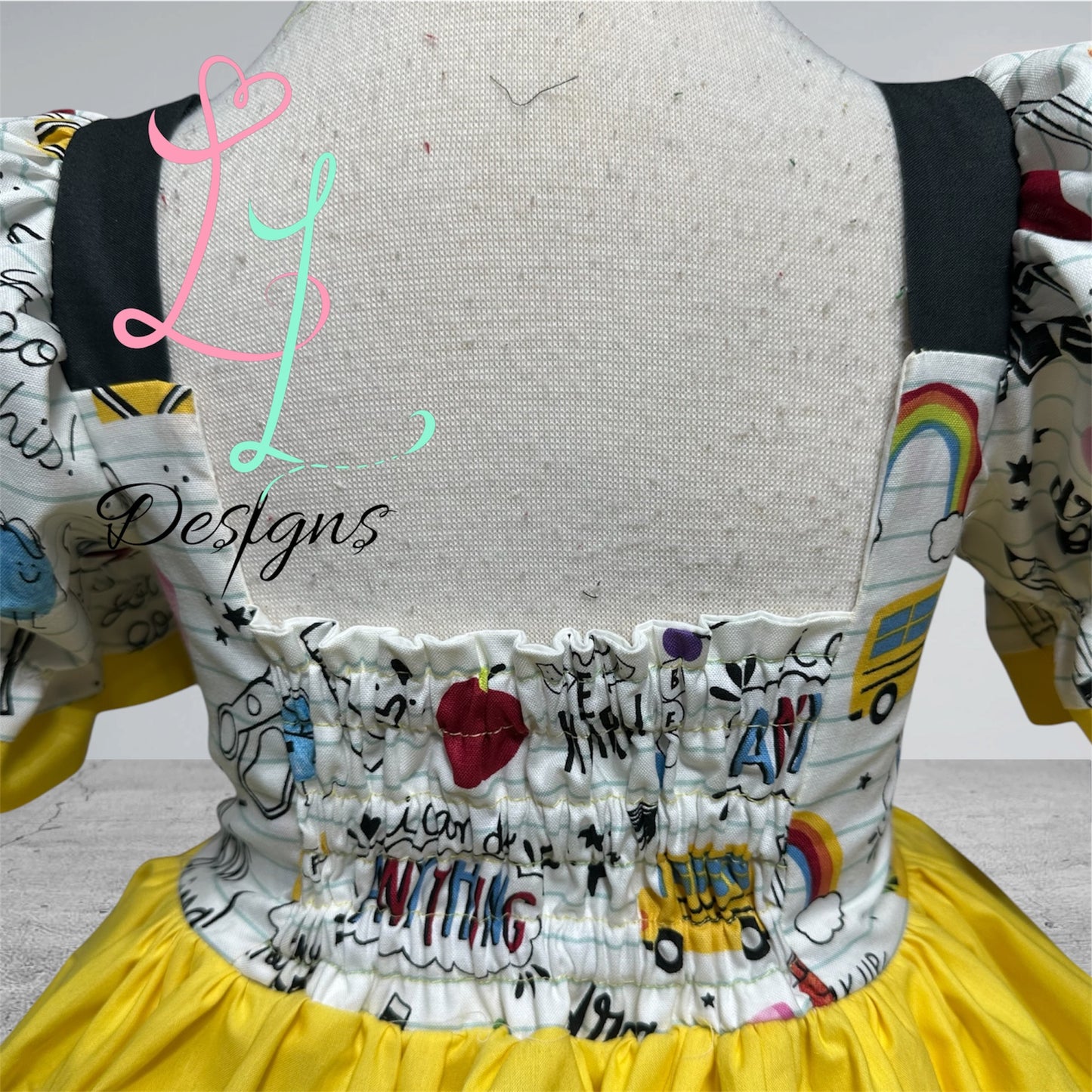 Notebook Paper Bodice Pencil Dress – Back‑to‑School Girls Outfit – Handmade Boutique